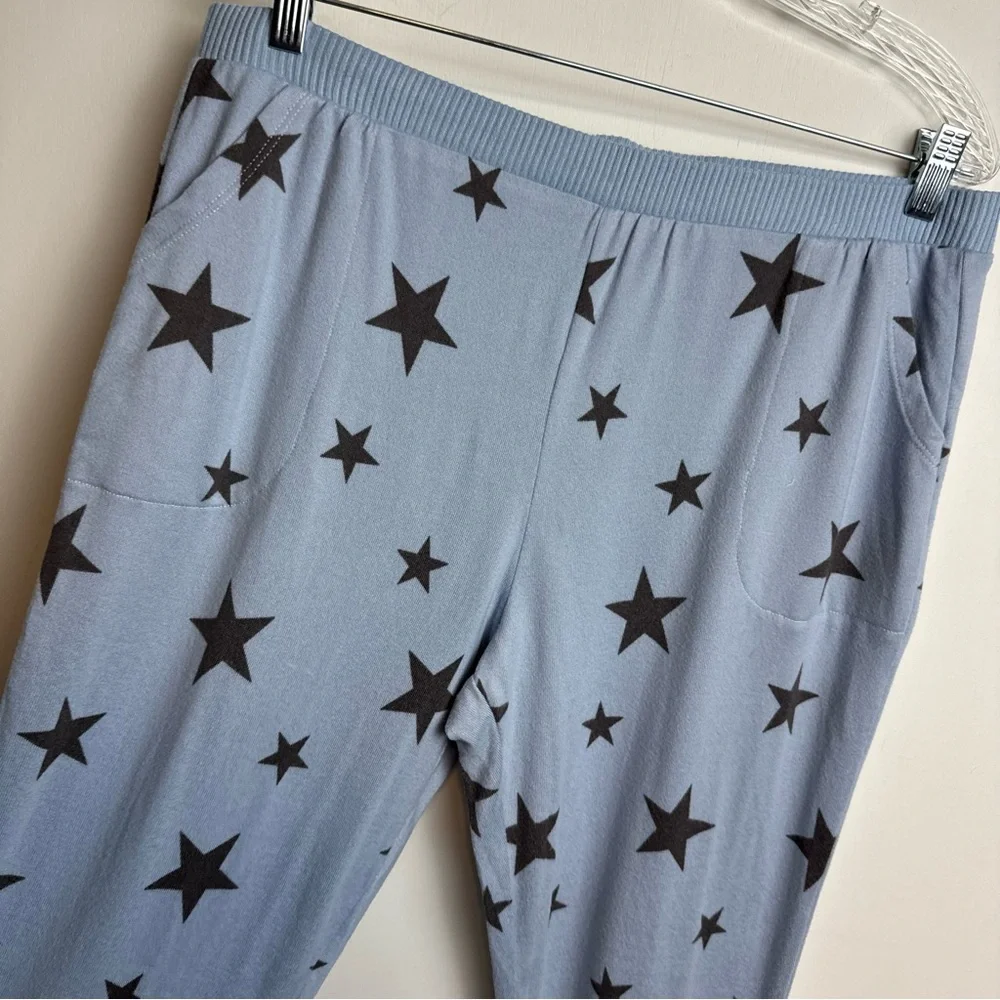 Cuddl Duds Pajama Set Sz Large Blue Star Print Sweatshirt Joggers